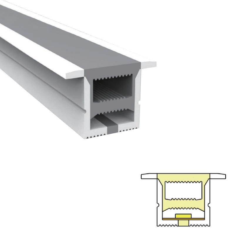 Silicone LED Profile With White Flange For 5mm Wide LED Strip - 10*10mm 120° Top Emitting